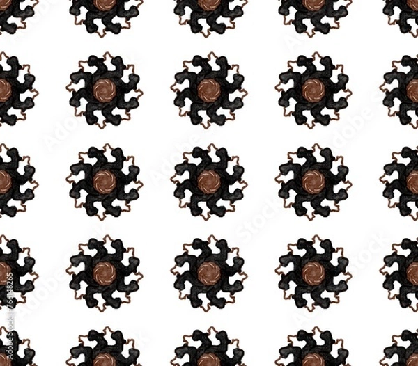 Fototapeta Gear and skull seamless pattern design with industrial elements