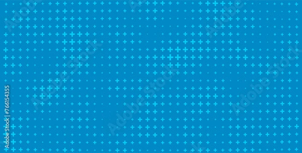 Fototapeta Blue Mathematical Plus Symbols Pattern. Math Design Elements Background. Medical Tech Background. Vector Illustration.