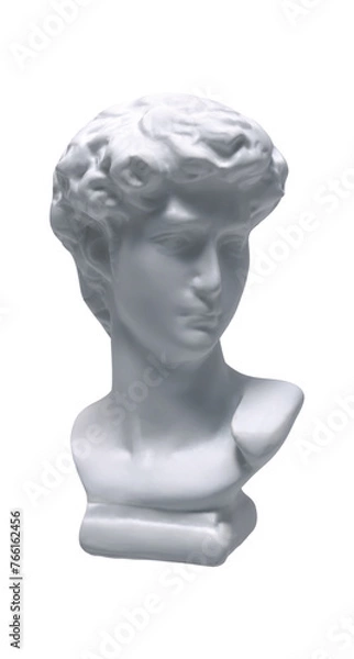Fototapeta Plaster white Statue of the head of David. David sculpture. Realistic 3d design isolated on white background. Vector illustration