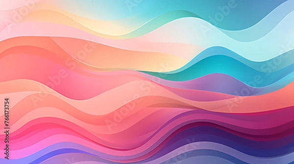 Fototapeta Watercolor background with various waves and wave shapes