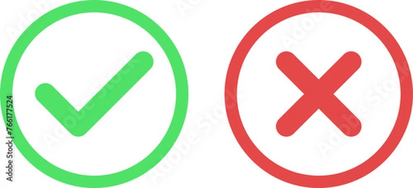Fototapeta Linear check mark and cross icons for web design or page template