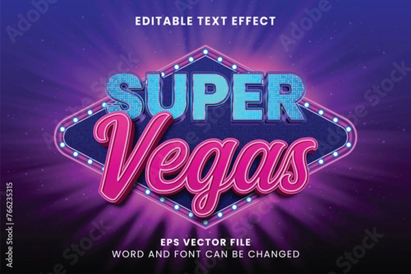 Obraz Super vegas neon glow editable vector text effect