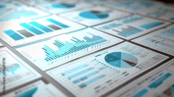 Fototapeta Reports, pie charts, statistics