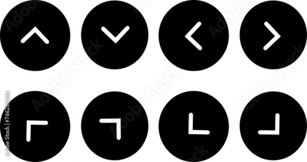 Obraz Arrow icons set, control button, navigation for apps, UI, and website. Replaceable vector design.