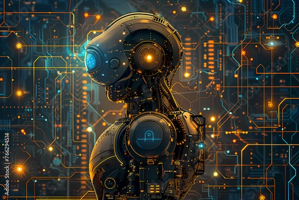 Fototapeta Artificial intelligence robots of the future