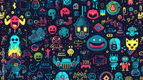 Fototapeta A Retro Gaming Pattern