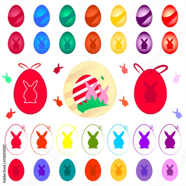 Fototapeta Easter eggs with bunny, vector.