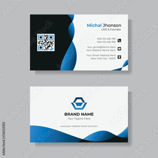 Obraz Modern Business Card - Creative and Clean Business Card Template. black and white business card design.