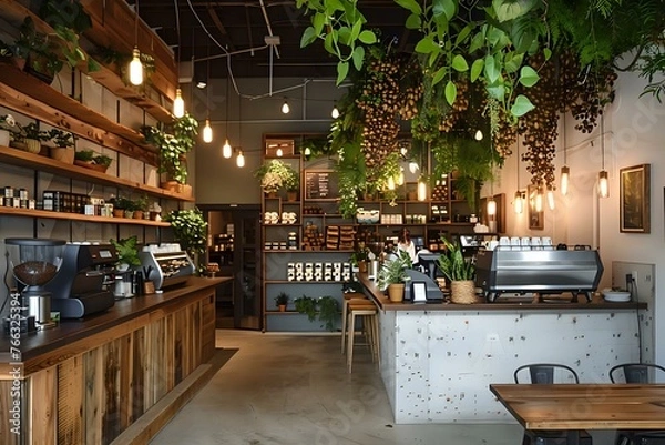 Fototapeta outdoor cafe in the city. Generative AI