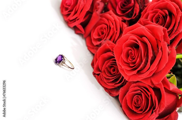 Fototapeta Red roses and a ring