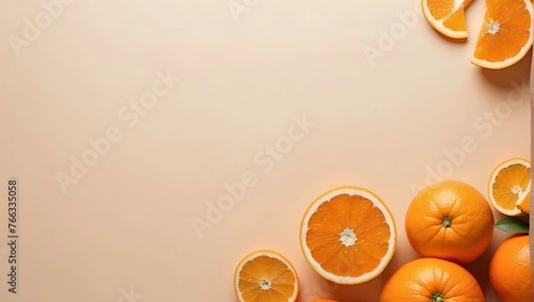 Fototapeta orange fruit on blank background with copy space, space for text and design 
