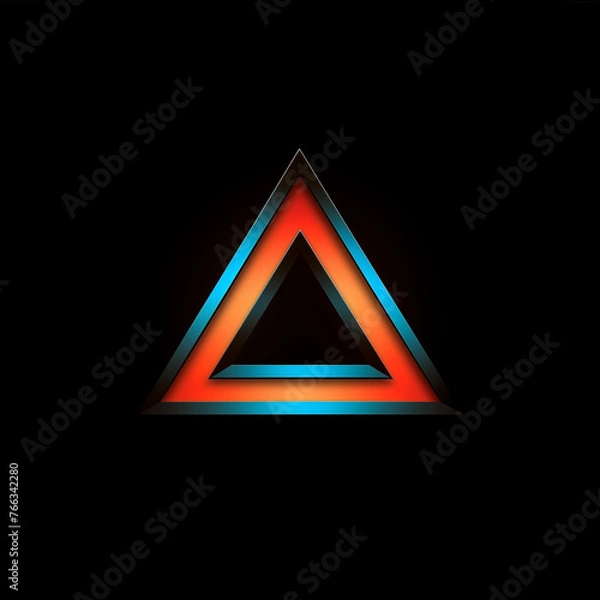 Fototapeta Triangle with orange and blue gradient on black background. Vector illustration.