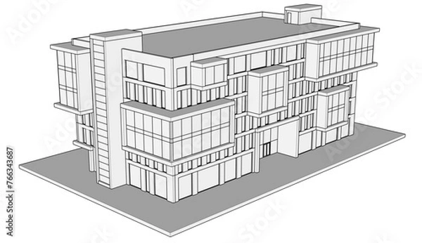 Fototapeta 3d model of a building