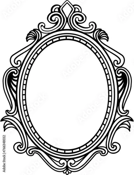 Obraz black ornate oval frame