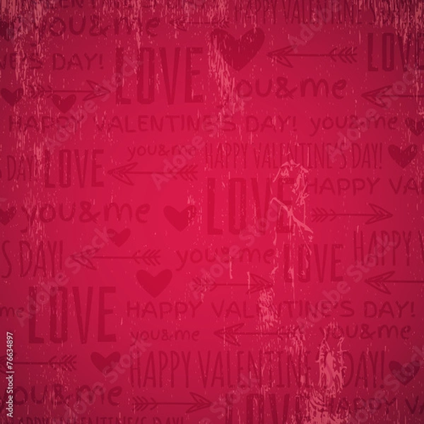 Fototapeta red background with  valentine heart and wishes text