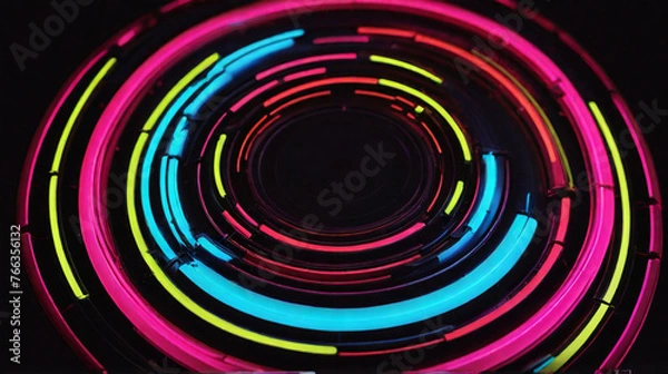Fototapeta Neon circular line design