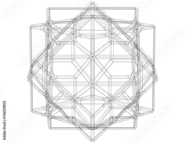 Fototapeta Wireframe Shape Compound of Three Cubes 3D print model