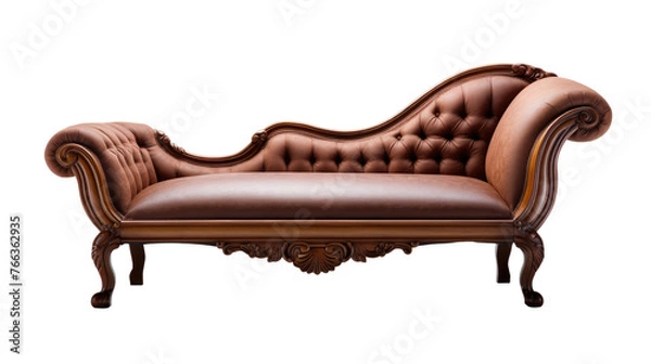 Fototapeta antique fainting couch Interior design concept furniture for living isolated on clear png background and transparent background, AI generative.	
