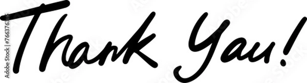 Fototapeta Thank you handwritten text vector material 