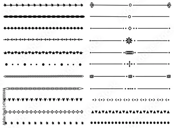 Obraz Collection of hand drawn doodle dividers, borders and abstract line. Line and vines for page decoration and element design.