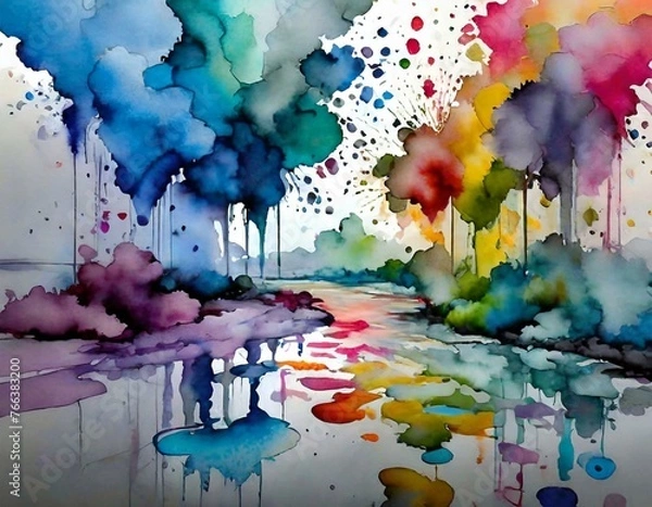 Fototapeta 抽象的　水彩背景