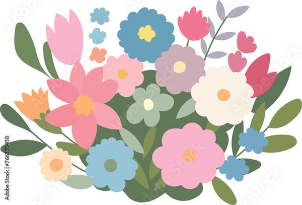 Fototapeta Flower leaves summer card elements spring illustration