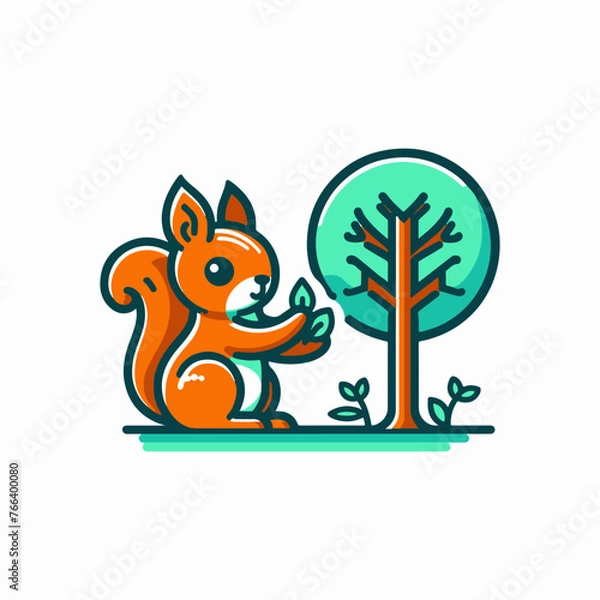 Obraz A charming squirrel depicted in a vector illustration