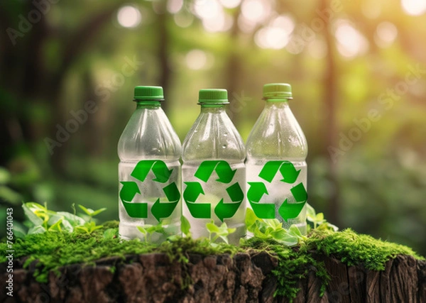 Obraz 環境の循環・ペットボトルと森