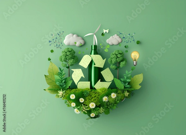 Obraz エコ・ウィンド：ペーパークラフトの風力発電・横