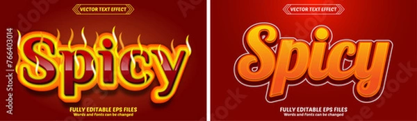 Obraz Spicy bundle vector text effect. Set of editable text effect designs.