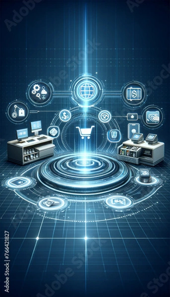 Obraz Digital Retail Ecosystem with Smart Technology Integration.