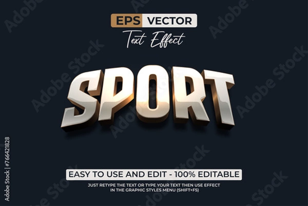 Obraz Sport 3D Editable Text Effect Gold Style.