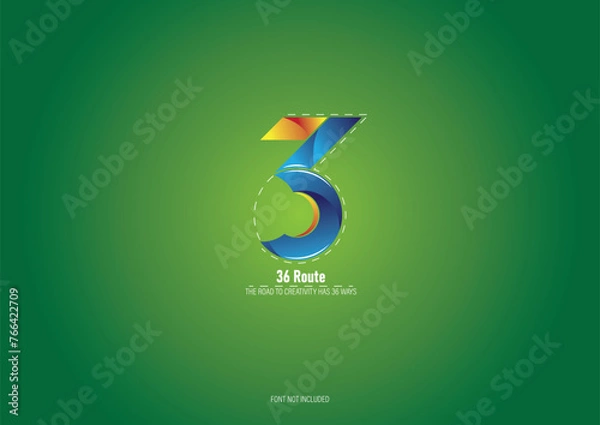 Fototapeta 36 Route Logo Design Unique Idea 3 & 6 Numbers Mashed Together