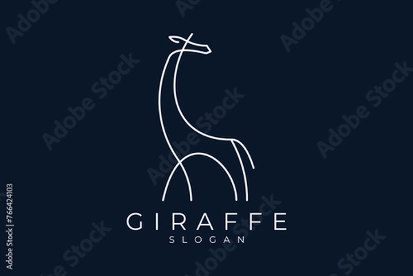 Obraz Giraffe line art vector logo design