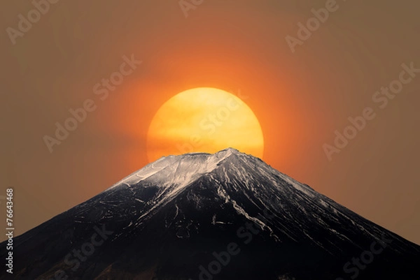 Obraz Góra Fuji ze słońcem za