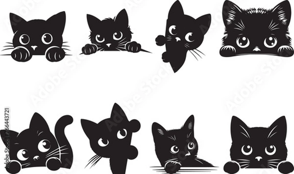 Obraz Cat Peaking Silhouettes Cat EPS Vector Cat Clipart