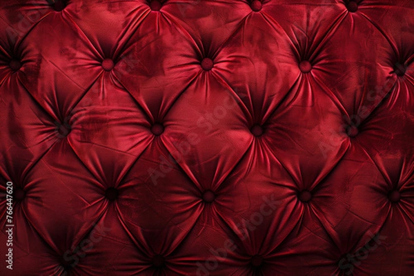 Obraz Noble red velvet Chesterfield style texture. Background image. Created with Generative AI technology.
