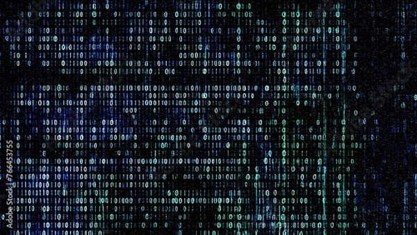 Fototapeta Binary code background with glitch effect.