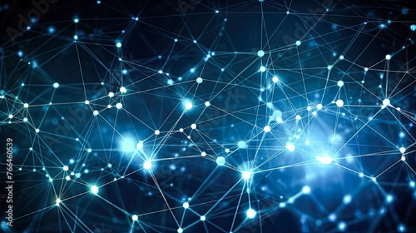 Fototapeta A blue background with many lines and dots