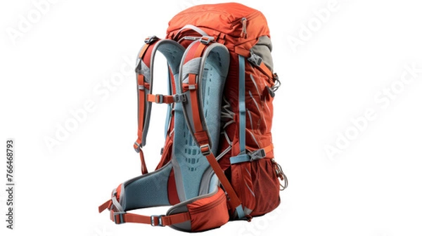 Obraz A backpack with straps attached to another backpack, creating a unique double carrying system
