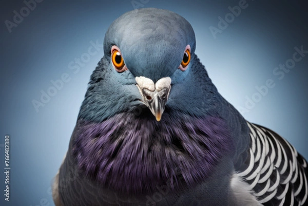 Obraz Macro portrait city gray pigeon, studio background