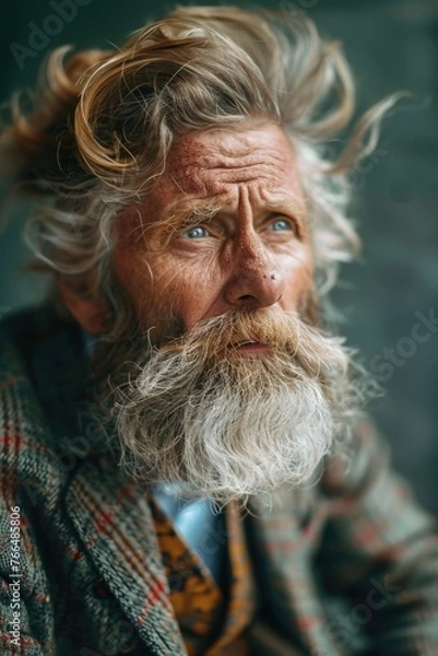 Fototapeta A detailed view of a man with a lengthy beard. Suitable for grooming or barbering concepts