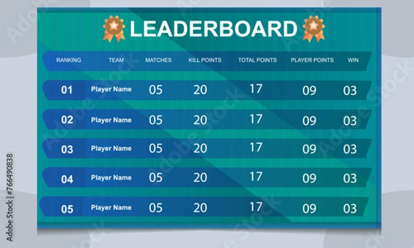 Fototapeta leaderboard template. game leaderboard template design
