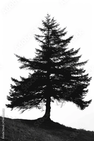 Obraz A solitary tree captured in black and white, suitable for various design projects