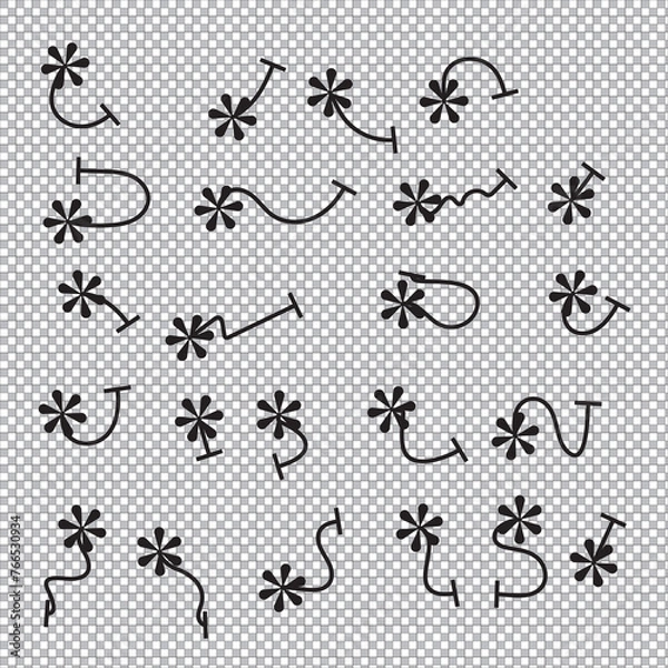 Fototapeta Arrow icon vector set. Arrows icons vector set in floral. Contains symbol of various arrow head point.