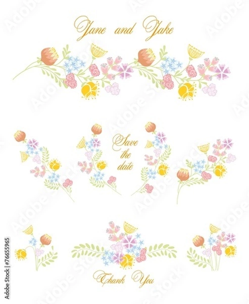 Fototapeta Цветочные векторные элементы шаблон для свадебные приглашения