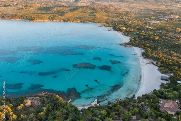 Obraz aerial full view of popular Porto Istana beach Olbia Sardinia