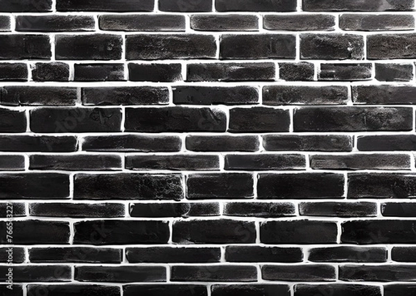 Fototapeta Abstract black brick wall texture for pattern background. wide panorama.black brick wall, brick background for design,Grunge style,retro shabby,stylish,Generative AI