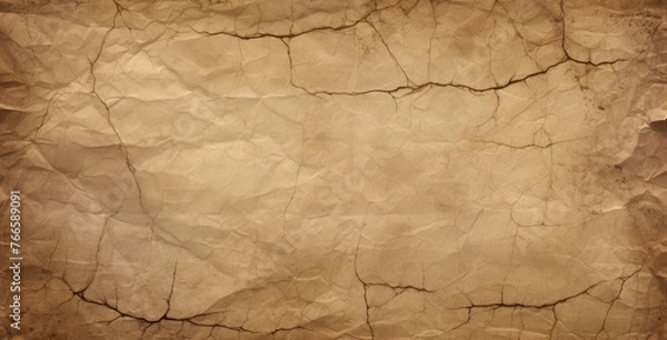 Fototapeta Texture of old crumpled yellow paper. banner