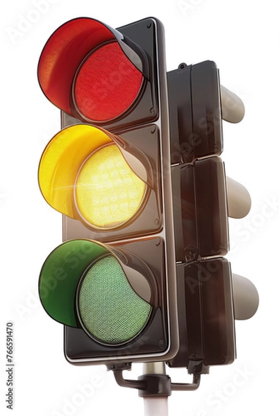 Obraz A realistic photography of traffic light, isolated.